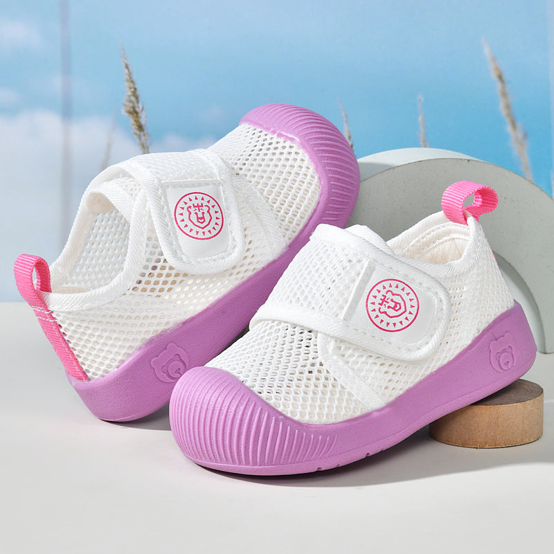 Baby sandals for boys, summer first walker shoes, 0-1-2 years old infant anti-slip soft sole mesh shoes for babies and toddlers, baby girl shoes