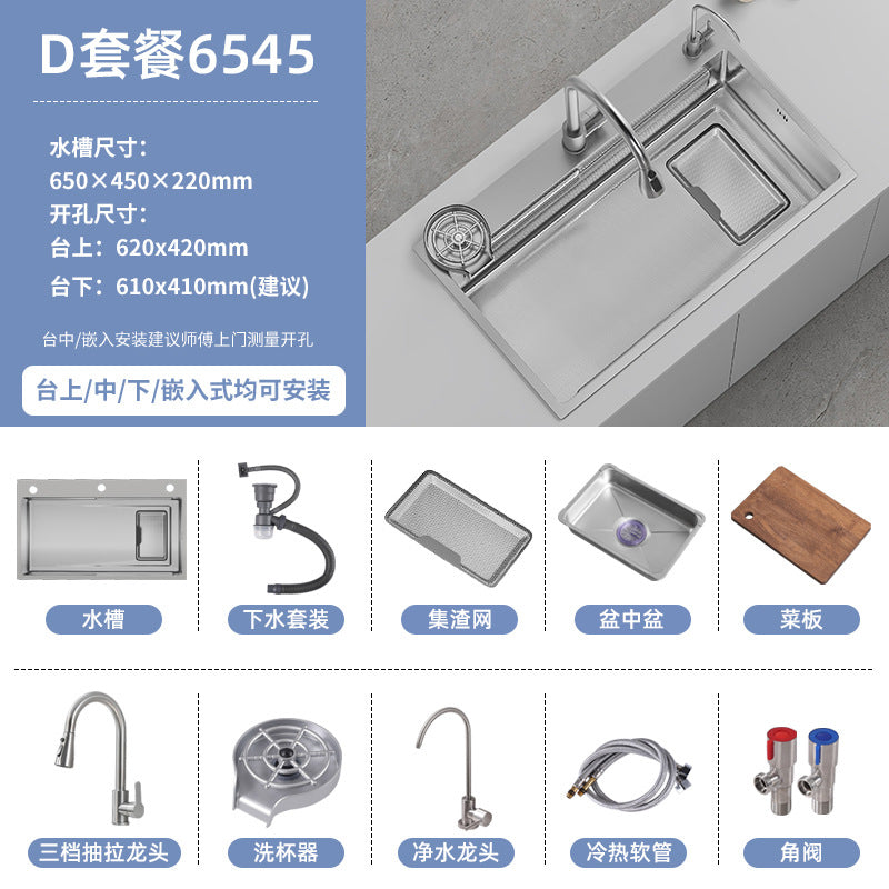 Double slag collection sink large single slot high quality stainless steel kitchen sink thickenedfor home dishwashing sink vegetable sink