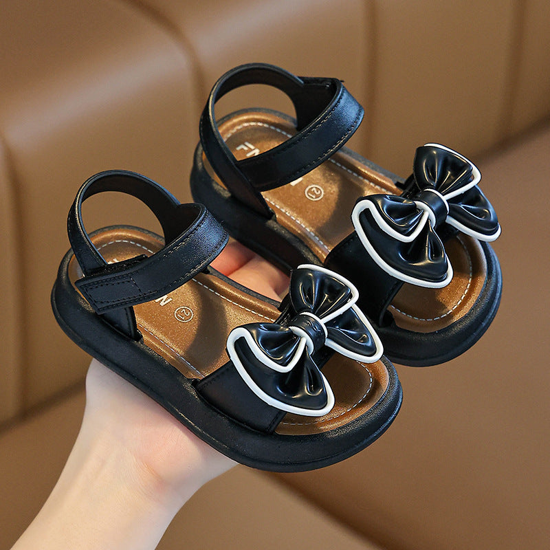New summer princess sandals for girls: non-slip, soft-soled, bow-adorned sandals for toddlers and big kids - perfect for beach and everyday wear