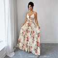 european and american women's clothing:  summer new arrivals -  cross-border floral print dress, elegant vacation style