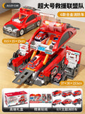 New children's fire truck transforming ejection track parking garage sound and light educational model toy car