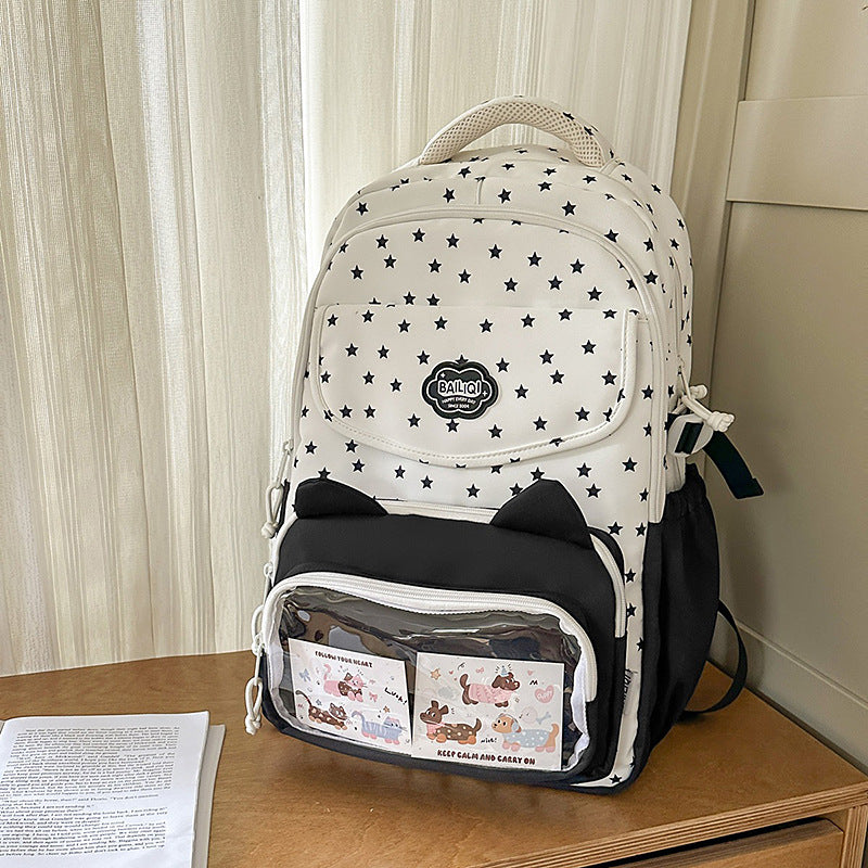 Summer cartoon print cat lightweight tote bag 2025 new fashionable and cute backpack for elementary school students