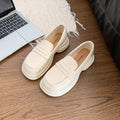 New platform white sneakers for women - spring 2025 collection: chunky sole, french retro, british style, slip-on loafers, and single shoes