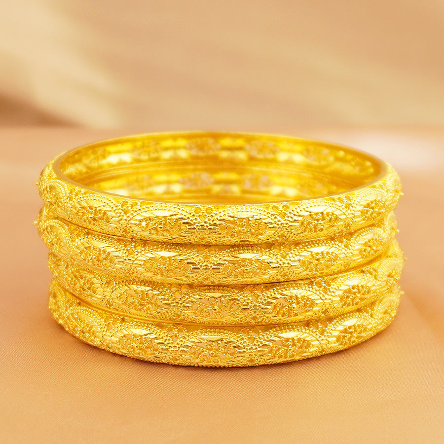 Wholesale 24k gold plated bangle bracelet - middle eastern dubai wedding nigerian women's bridal gold sand bangle jewelry wholesale