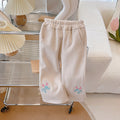 Girls' pants - spring  new collection: chinese style, slightly flared leg, stylish embroidery, available in sizes for toddlers to young girls