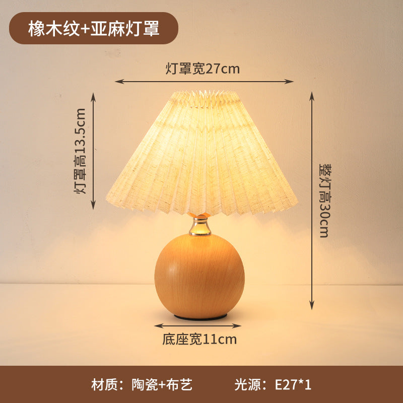 Table lamp ins wind high value pleated lamp retro Nordic girl Internet celebrity bedroom simple bedside feeding night lamp