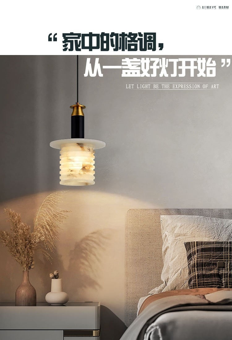 Chinese style spanish natural marble bedroom bedside pendant light modern creative hotel b&b restaurant bar counter small chandelier
