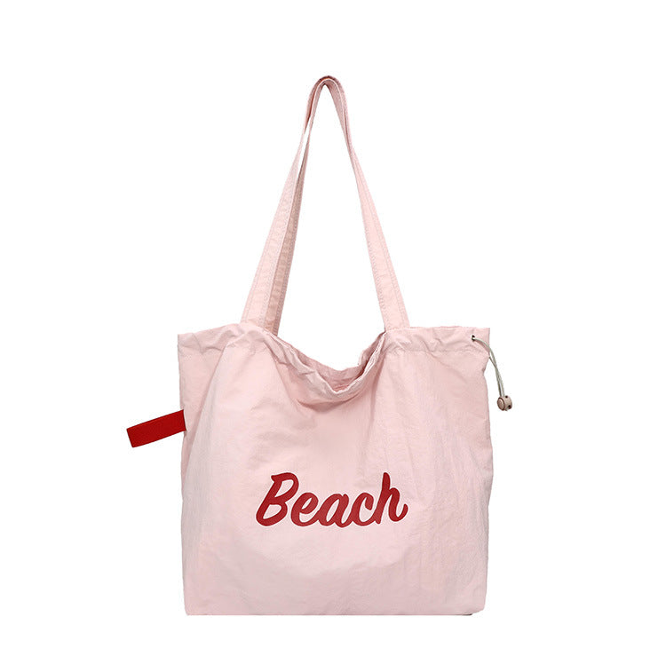 2026 spring korean style cute shoulder bag women's letter print canvas tote bag large capacity trendy casual