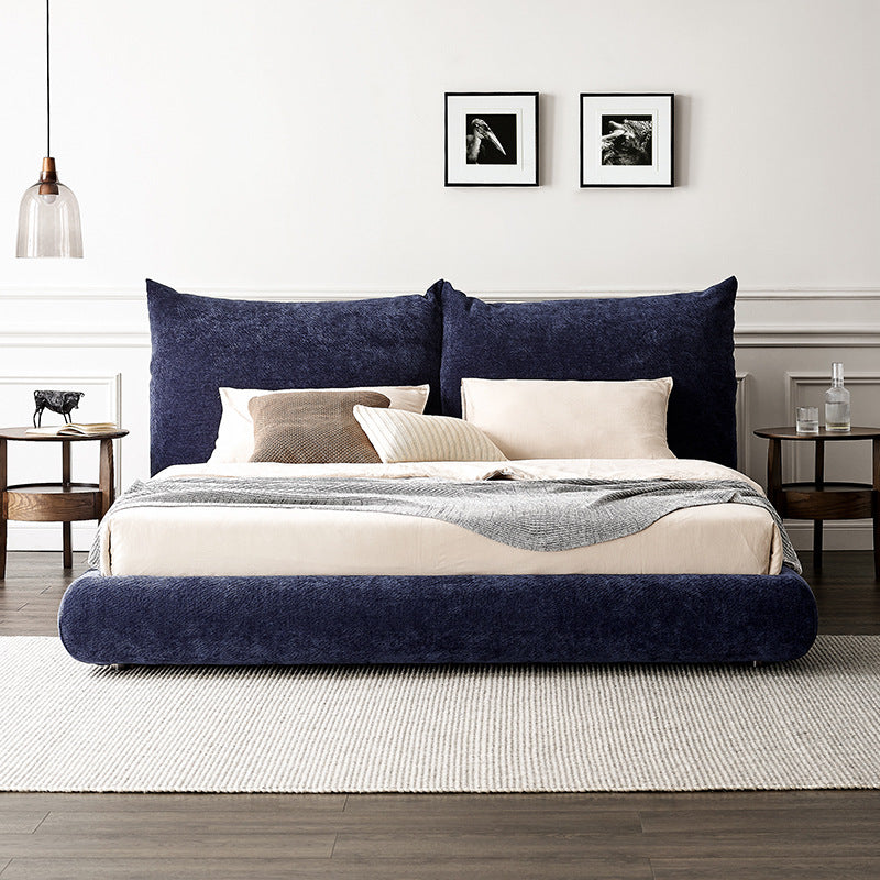 Foshan furniture factory custom italian petal fabric bed modern minimalist designer master bedroom double bed
