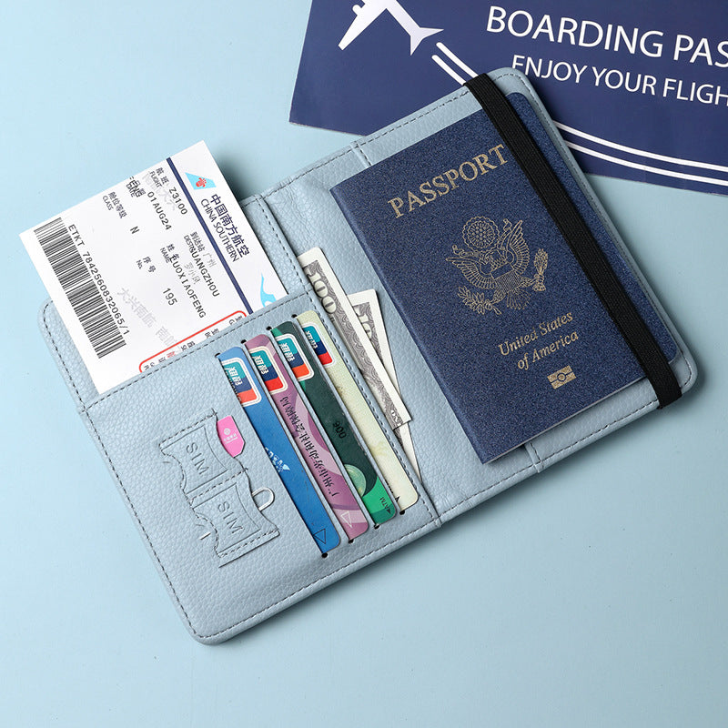 Spot card package  wholesale  RFID anti-magnetic travel PU passport clip luggage tag set passport storage