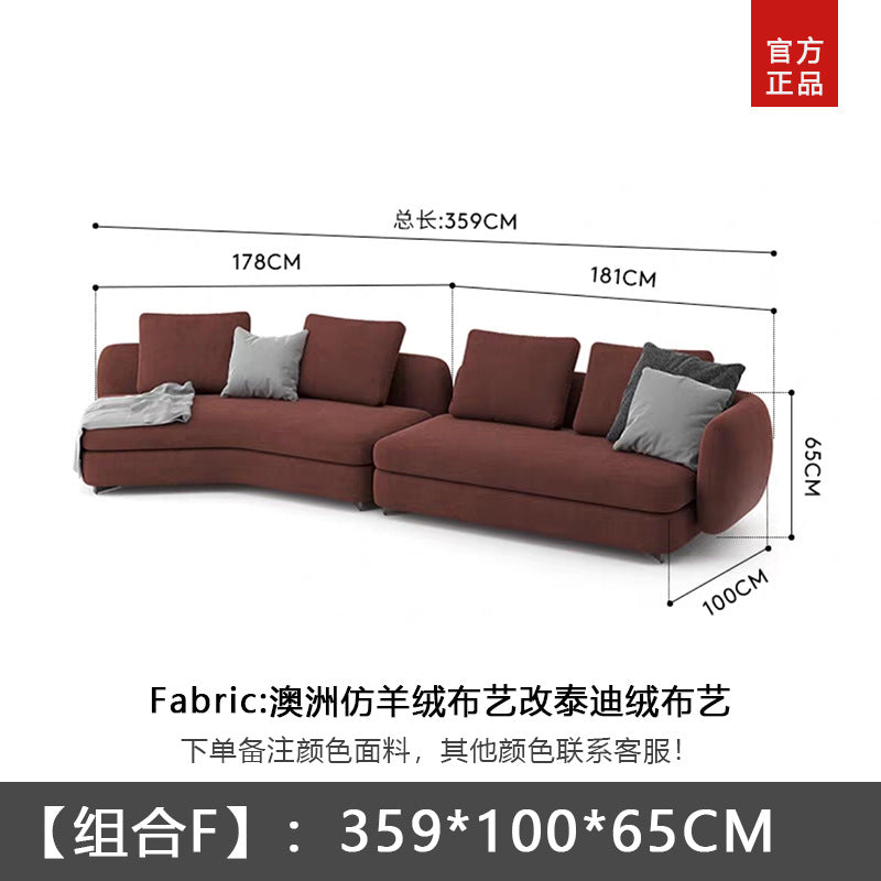 Saint-germain fabric sofa - luxury living room set, italian minimalist curved & unique shape sofa combination