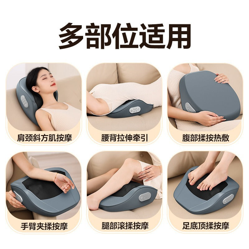 Cervical spine massage pillow ergonomic curvature cross-border wholesale kneading hot compress massage cushion waist back full body massage