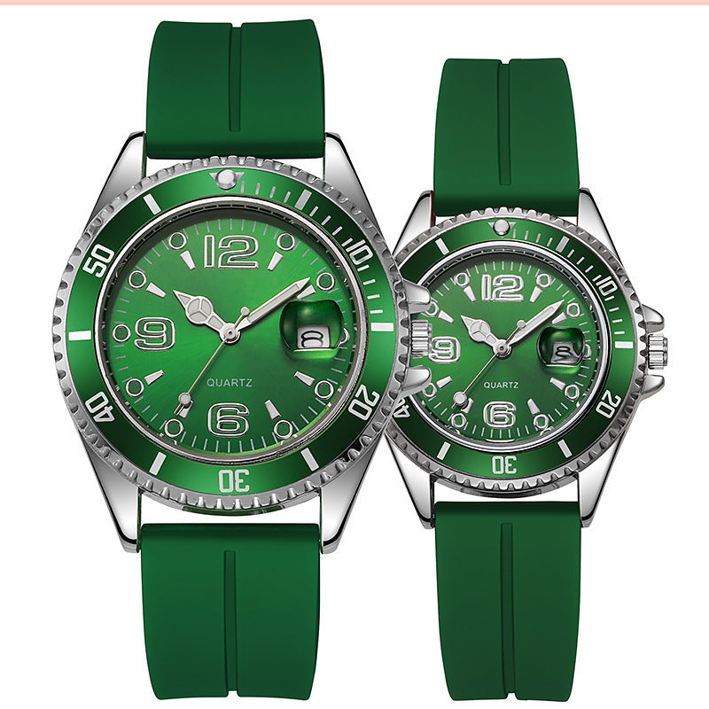 couple fashion sports green water ghost quartz watch casual silicone student quartz watch life waterproof