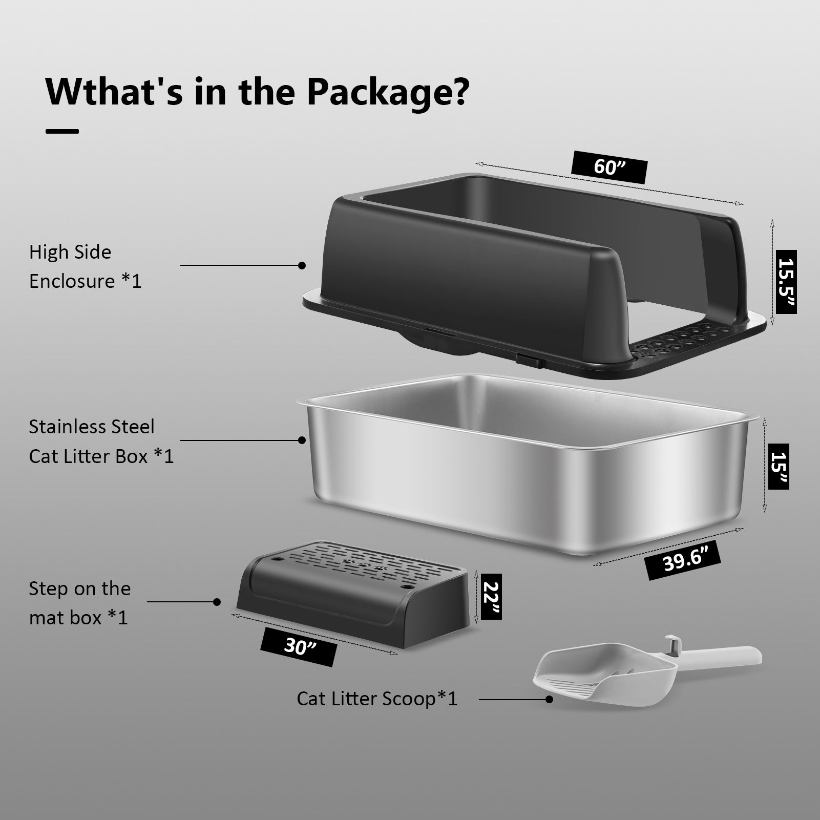 Cat litter box,  stainless steel semi-closed splash-proof cat toilet cat litter box