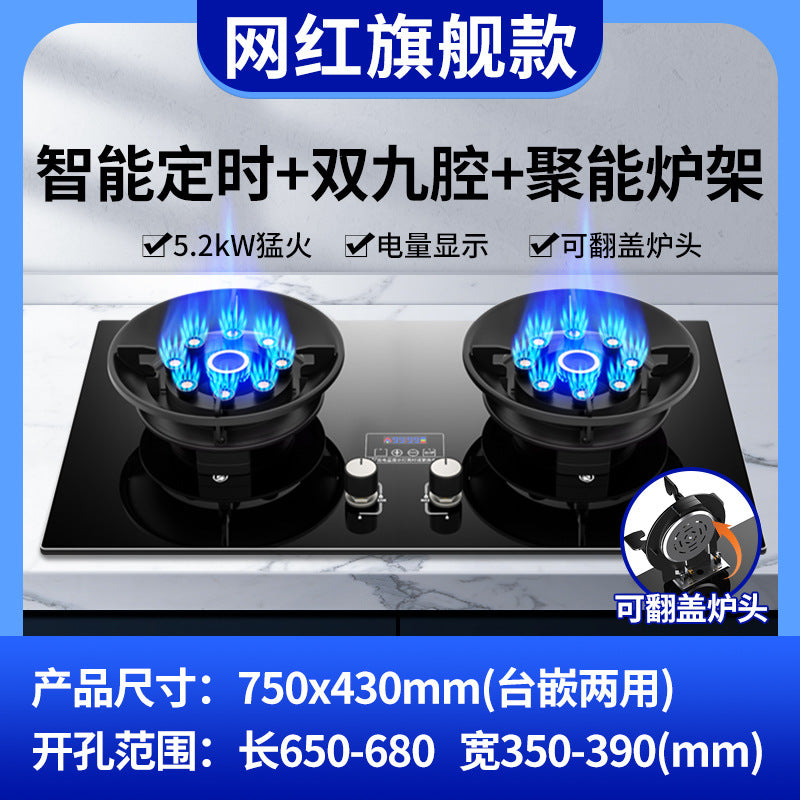 Wholesale royalstar gas stove double stove for home natural gas gas stove embedded liquefied gas energy saving fierce fire