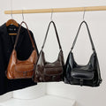 retro work clothing soft leather women's bag classy large capacity shoulder bag maillard style multifunctional backpack women