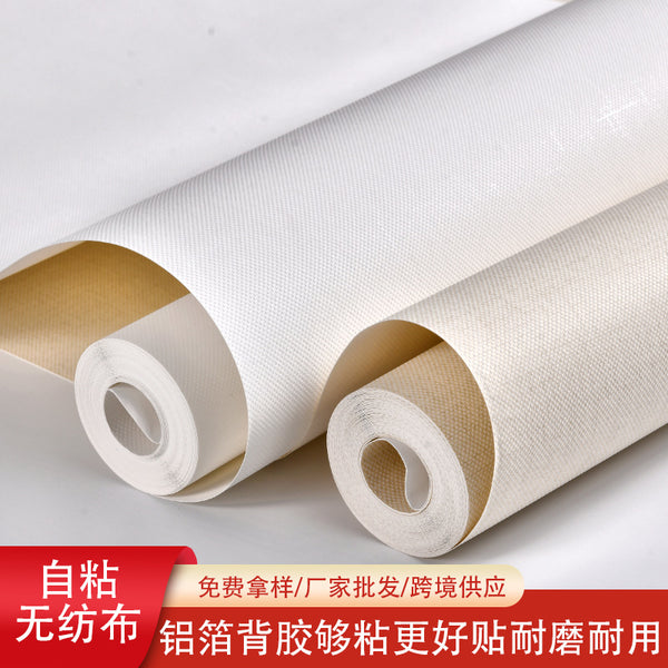 Cross-border,  self-adhesive sticker non-woven linen pattern wall sticker decoration renovation living room bedroom background wall wallpaper
