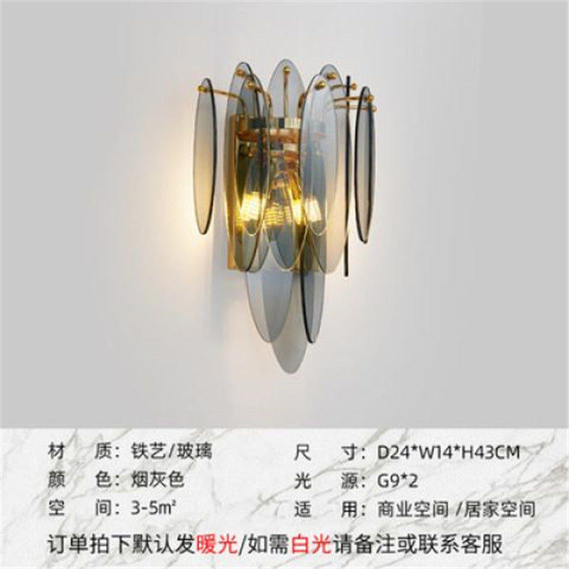 Modern minimalist sky blue glass panel wall sconce - ideal for hallways, corridors, bedrooms, bedside tables, living room backdrops - direct from the manufacturer