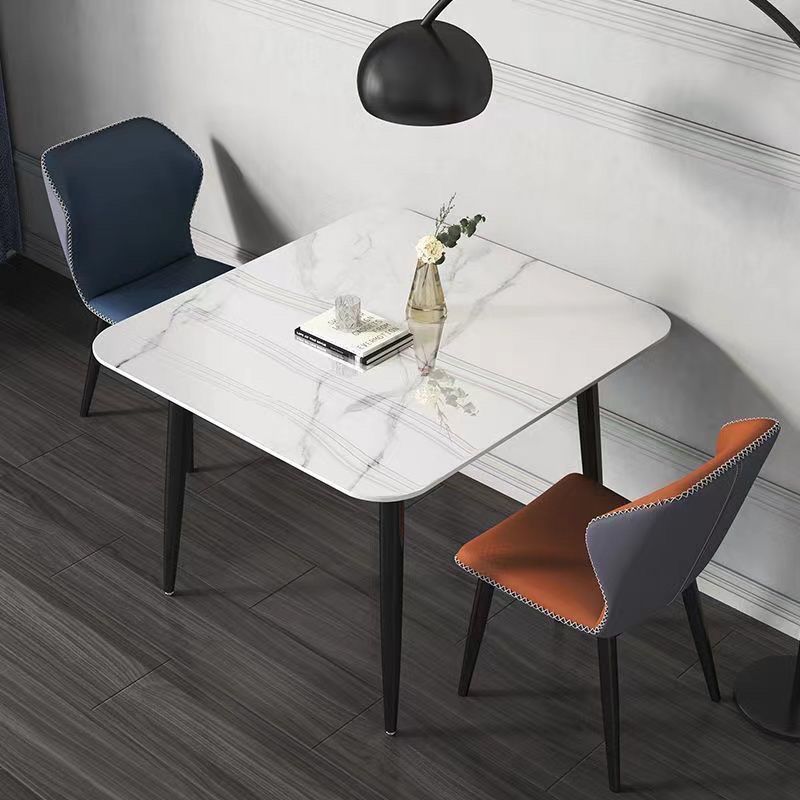 Italian imported glossy sintered stone dining table - square, compact, casual reception & negotiation table - trending home dining table