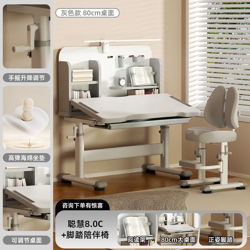 Children's study desk - adjustable height writing desk set for kids, students, and home use - perfect for homework and schoolwork