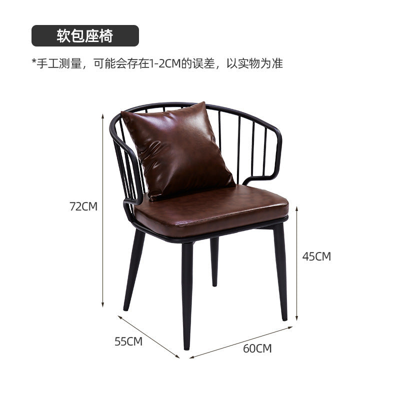 American wrought iron solid wood dining table and chairs combination industrial style Internet celebrity restaurant barbecue shop music bar bistro table