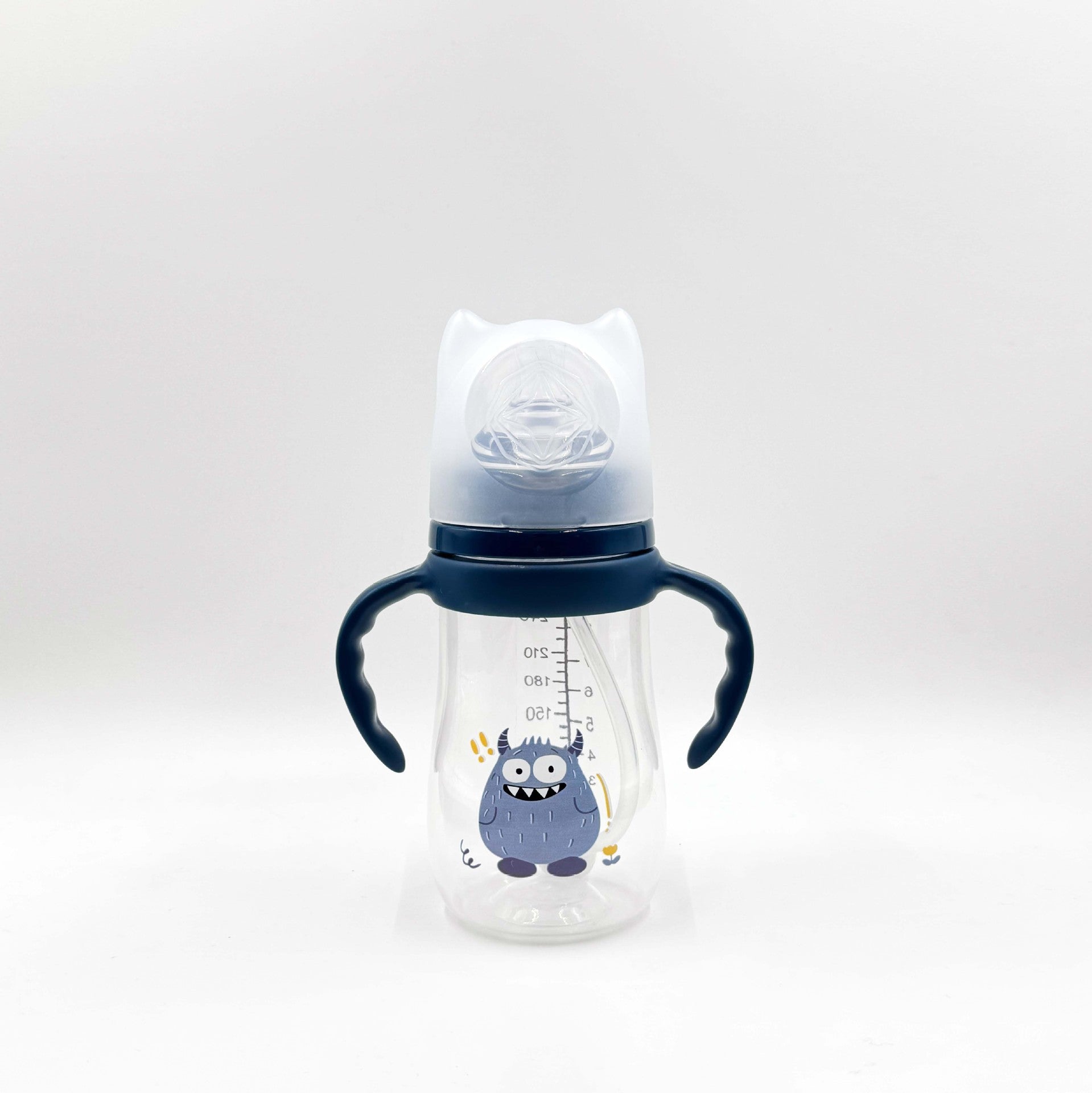 English boxed pacifier 210/240/300ml Monster series with handle PP bottle with straw