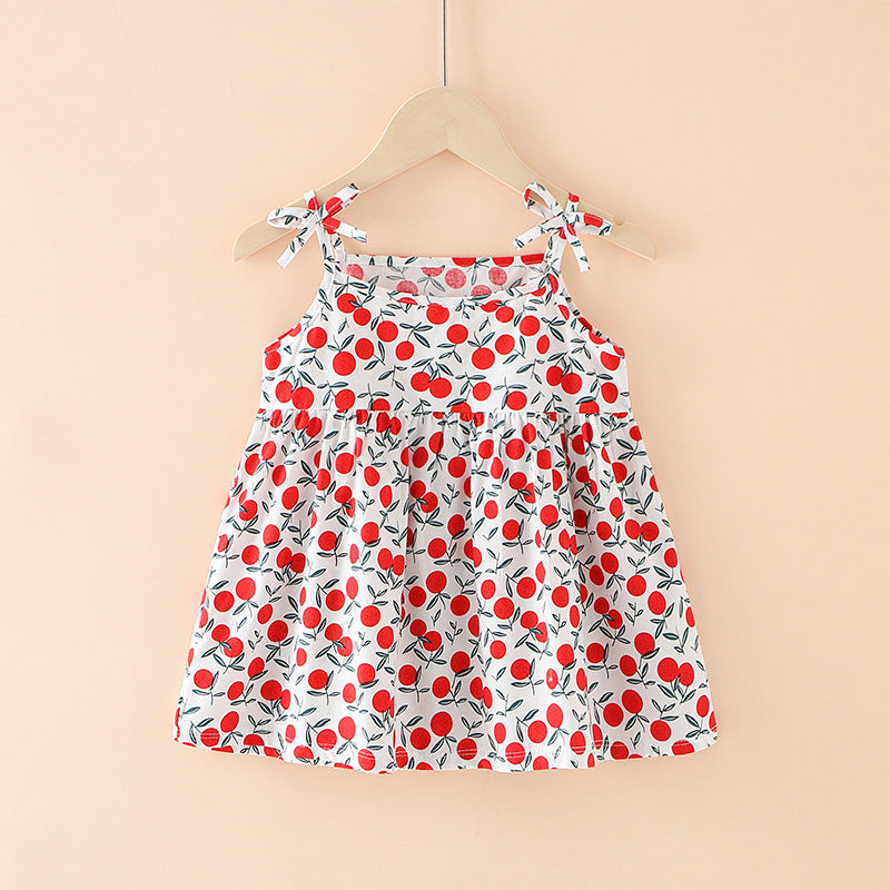 summer girls' dress, kids' trendy princess sundress, girls' dress, new children's floral dress