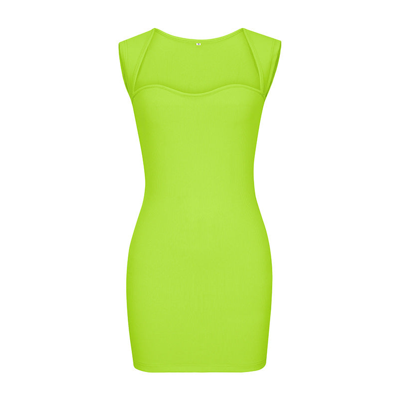 Sleeveless knitted hip-wrapped suspender dress, European and American autumn new products,   women's sexy nightclub skirt