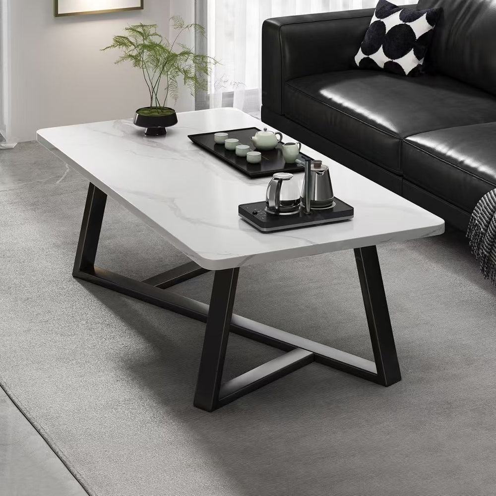 Coffee tableaccessible luxury imitation rock slab thickened steel frame for homesimple living room coffee table table modern casual small apartment tea table