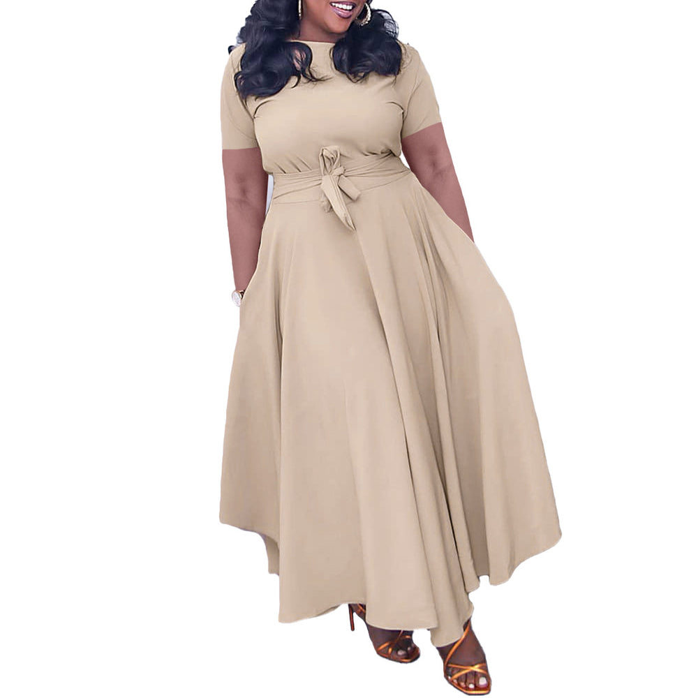 D3184 cross-border women's summer dress : new fashionable and elegant tie-up african-style plus size export dress (us/eu fit)