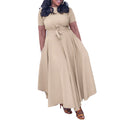 D3184 cross-border women's summer dress : new fashionable and elegant tie-up african-style plus size export dress (us/eu fit)
