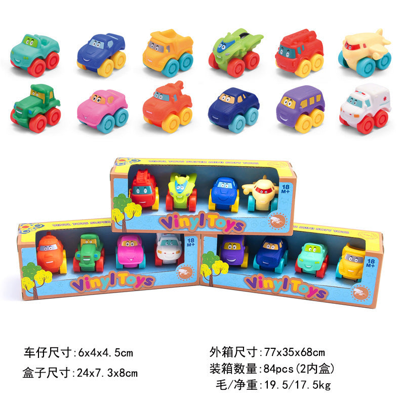 Cross-border export  cartoon toys soft glue animals children inertia car baby q cute car toy car