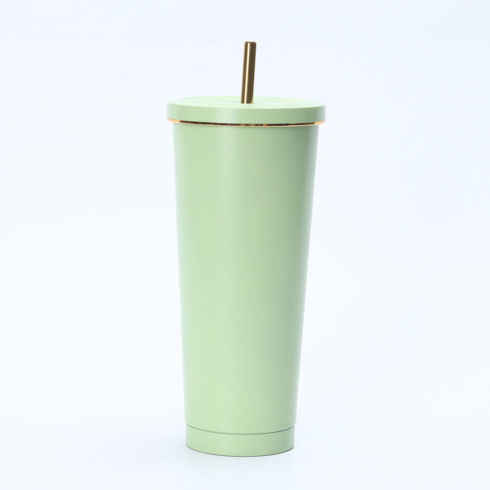 304 stainless steel gold-rimmed straw thermos cup outdoor portable car cooling ice cup car cup coffee cup