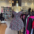 European and american cross-border women's clothing:  summer new collection - sweet & fresh floral high-waisted a-line mini slip dress