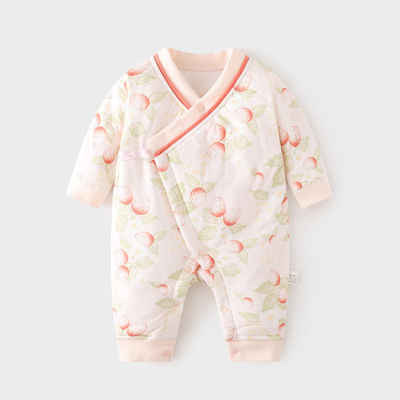 Babibele quilted jumpsuit thin cotton boneless khaki fall and winterpure cotton newborn 40g butterfly suit baby crawling suit