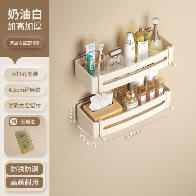 White bathroom shelf No punching toilet toilet toilet wall storage rack wall hanging cream wind