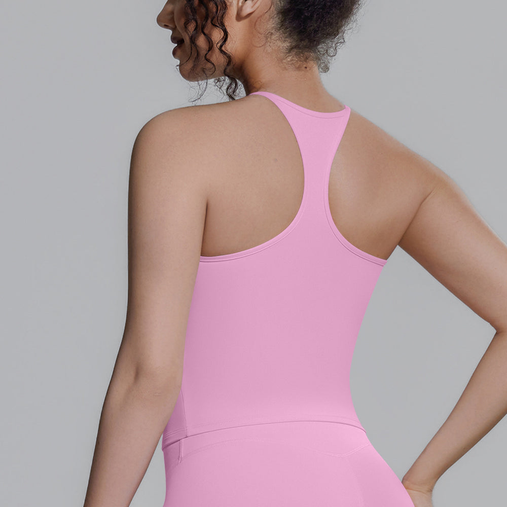 New arrival cross-border double-sided brocade pure color i-shaped beautiful back breathable tight vest sports running fitness yoga wear tops