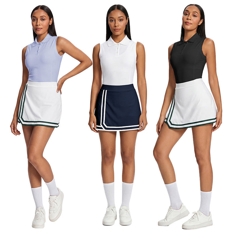 Sports tennis skirt fake two-piece quick-drying fashion tape golf skirt fitness running skirt tennis uniform summer thin style