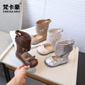 Tk ballet-style leather boots: new  korean edition girls' bow-tie princess shoes, kids' casual versatile ankle boots, trendy style