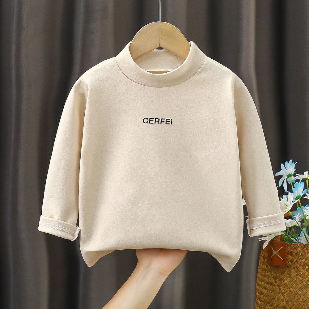 Kidslong sleeves bottom shirtfall and winter german velvet elastic tops boys and girls half turtleneck t-shirtchildren's heattechintimates