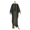 african plus size women's clothing heavy industry hot diamond beading silk satin round neck wide bat sleeve robe matching headscarf