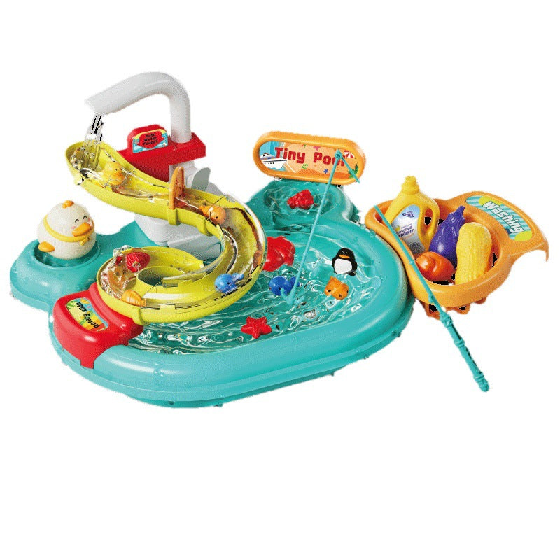 Kids' electric dishwasher - pretend play kitchen for boys and girls - fully automatic water play, educational fishing toy, water park fun!
