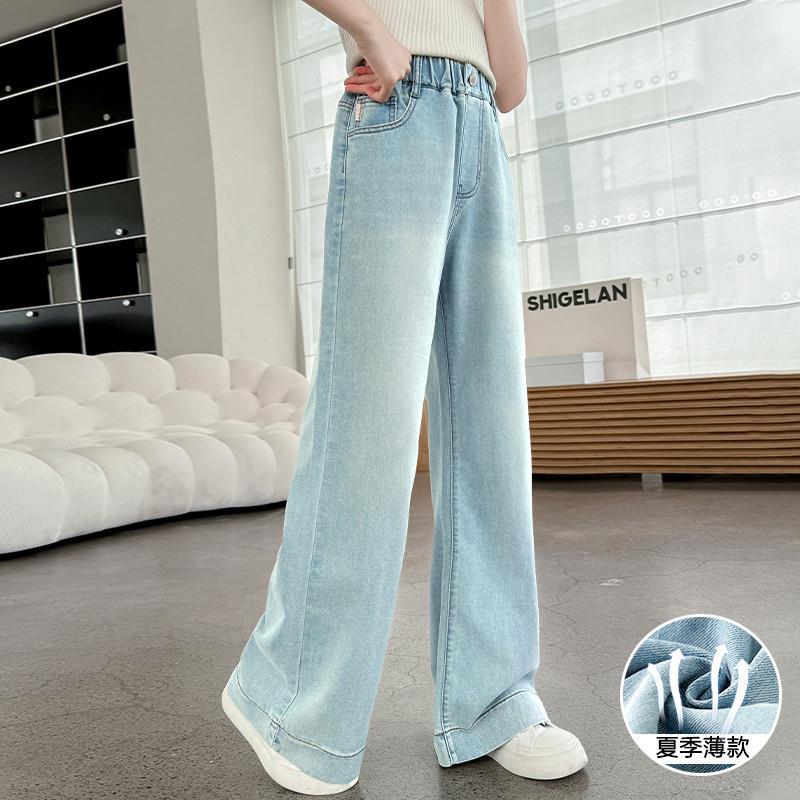 Girls' pants:  summer new arrivals - stylish straight-leg trousers, lightweight wide-leg jeans for older girls, slim-fit summer denim pants for kids