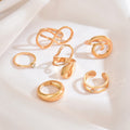 Wholesale geometric polished ring set - european and american niche design spiral winding polished ins finger ring jewelry for women