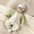 Newborn outing clothes baby winterthickened onesie baby heattechlong sleeves haki infant fleece-lined rompers