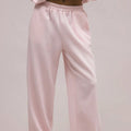 fashion light pink hooded sweatshirt suitloose drop shoulder drawstring wide leg sweatpants two-piece set