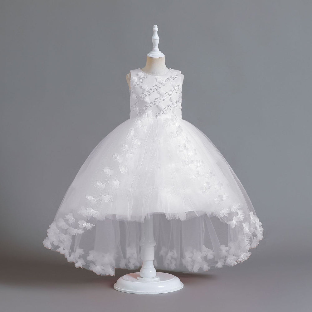 Amazon's new kids dress with trailing butterfly flower princess dress for female flower girl classyelegant piano performance dress