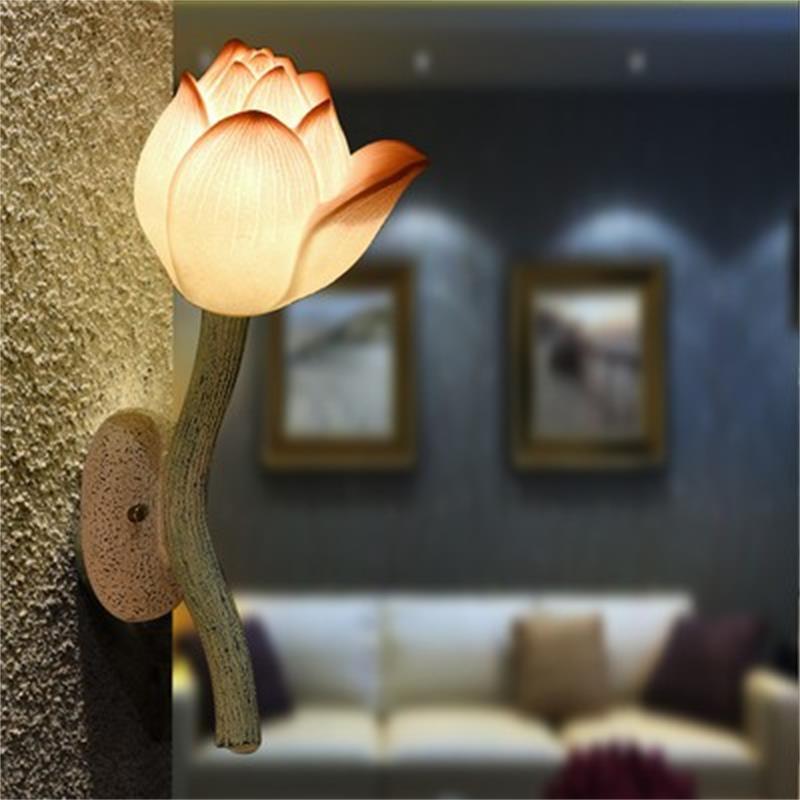 Indoor creative retrochinoiserie lotus wall lamp lotus balcony entrance decoration study corridor wall lamp zen