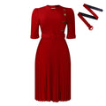 D433 independent station export women's clothing  autumn and winter new arrival african elegantpure color pleated button exportdress