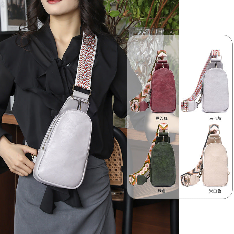 Cross-border popular breast bag women's European and American retro women's messenger bag PU soft leather fashion travel satchel women's bag